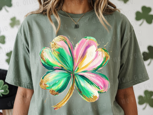 LUCKY BRUSHSTROKE SHAMROCK - DTF TRANSFER
