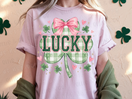 LUCKY GINGHAM SHAMROCK - DTF TRANSFER