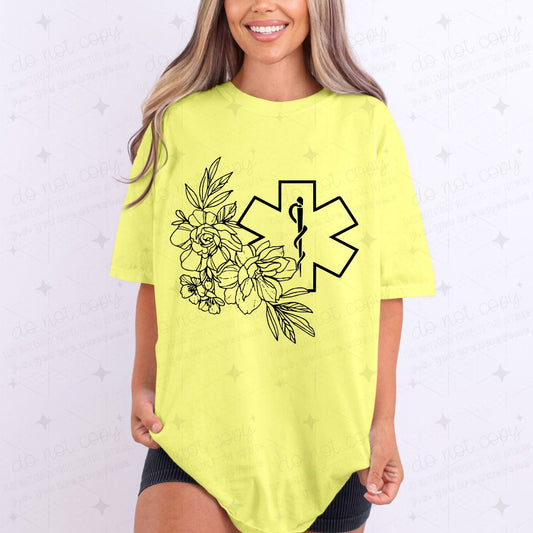 FLORAL STAR OF LIFE - DTF TRANSFER