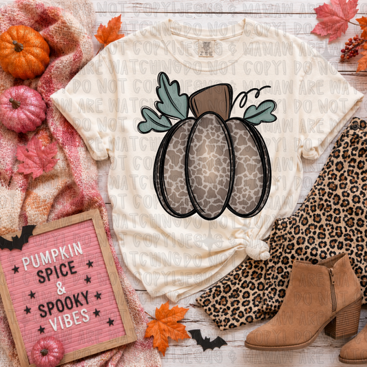 ANIMAL PRINT PUPMKIN DOODLE - DTF TRANSFER