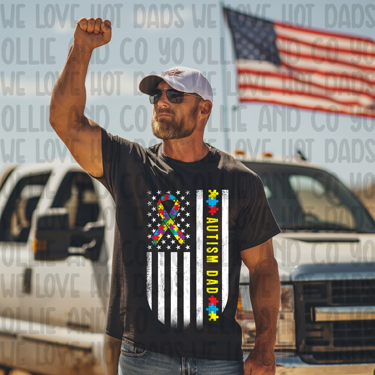 AUTISM DAD FLAG - DTF TRANSFER