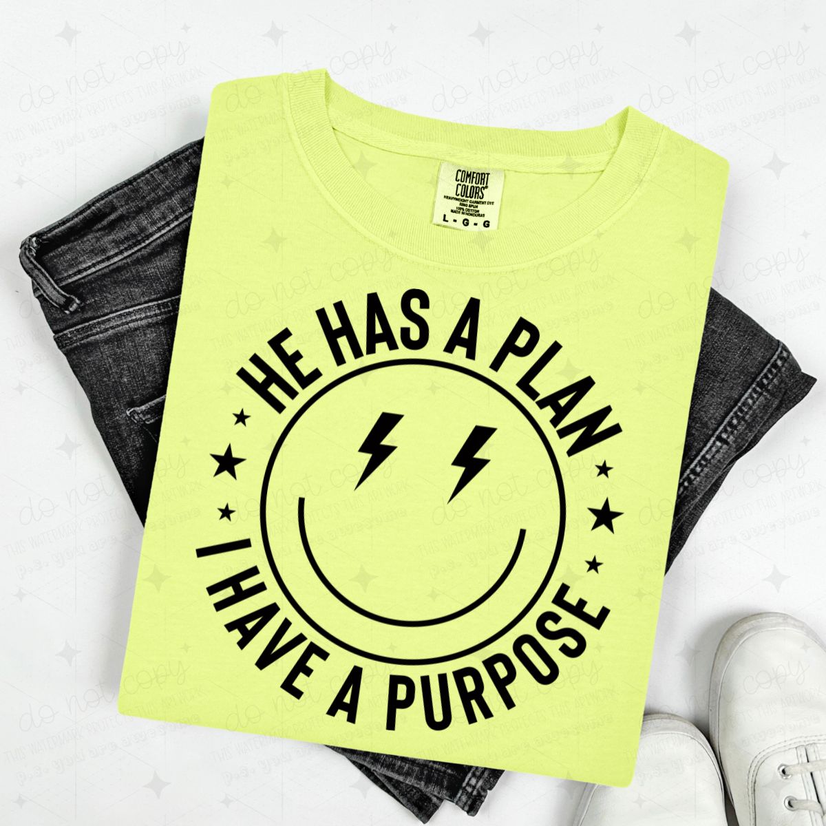 HE HAS A PLAN I HAVE A PURPOSE - BOLT EYES - DTF TRANSFER
