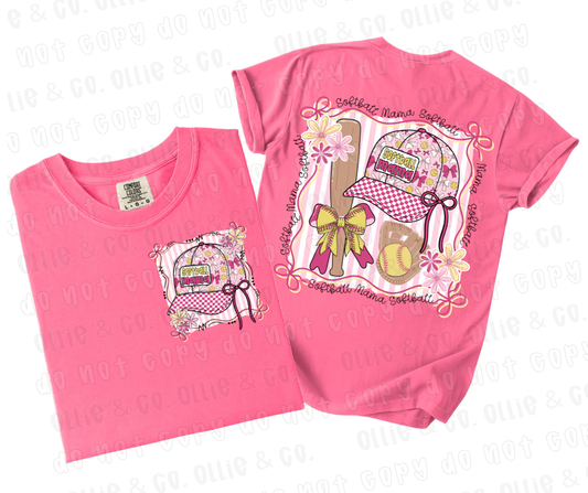 SOFTBALL MAMA HAT FRAME - FRONT+BACK - DTF TRANSFER