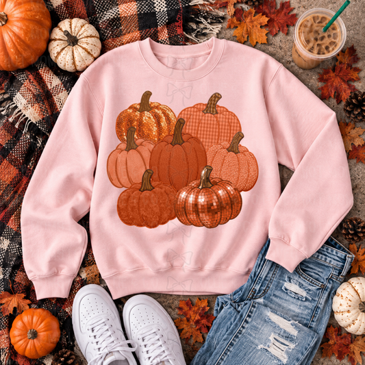 PATTERN PUMPKIN COLLAGE - FAUX EMBROIDERED - DTF TRANSFER