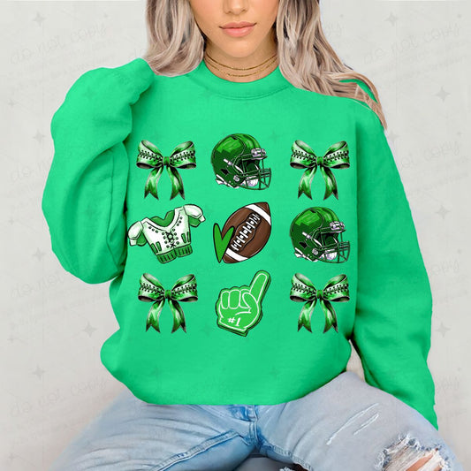 COQUETTE GREEN FOOTBALL GRID - DTF TRANSFER