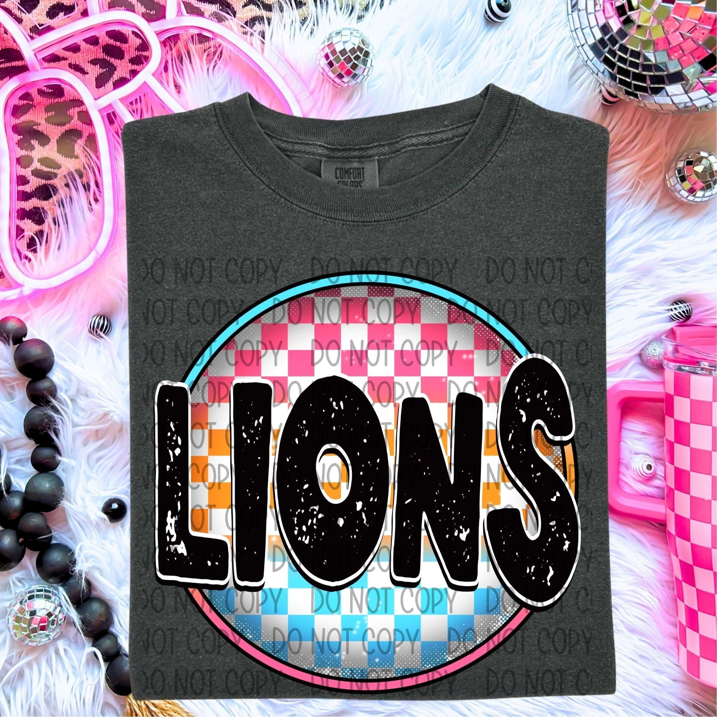 NEON CHECKERED MASCOTS - DTF TRANSFER