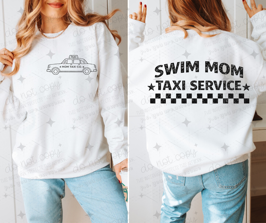 SWIM MOM TAXI SERVICE - FRONT+BACK - DTF TRANSFER