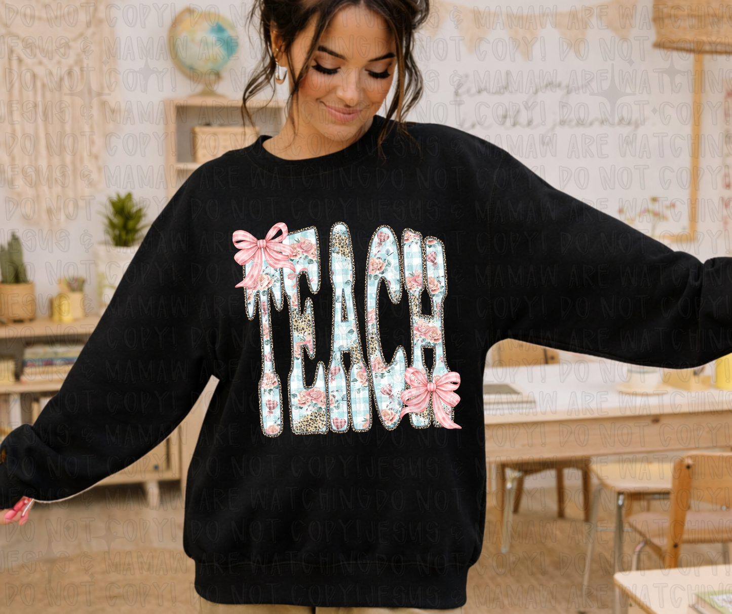 FLORAL GINGHAM TEACH - DTF TRANSFER