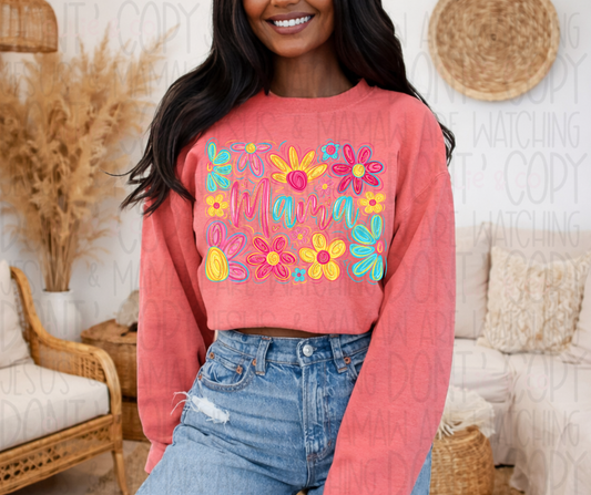 FLORAL MAMA DOODLE - DTF TRANSFER