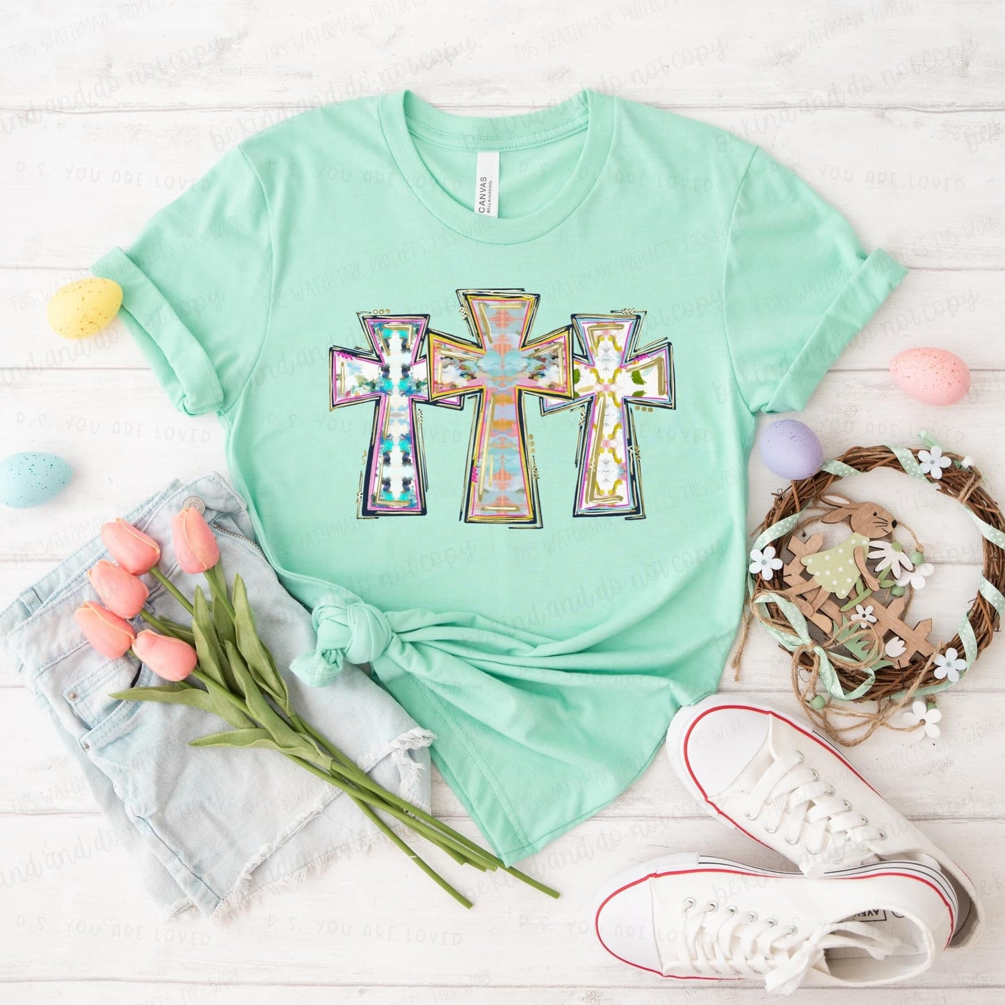 WATERCOLOR CROSS TRIO - DTF TRANSFER