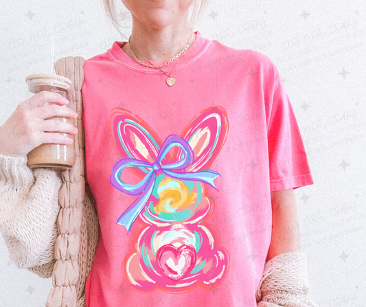 PINK BRUSHSTROKE BUNNY - DTF TRANSFER