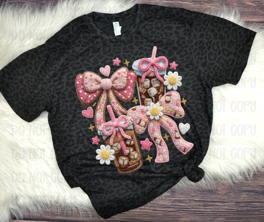 COFFEE AND BOWS - FAUX YARN - DTF TRANSFER