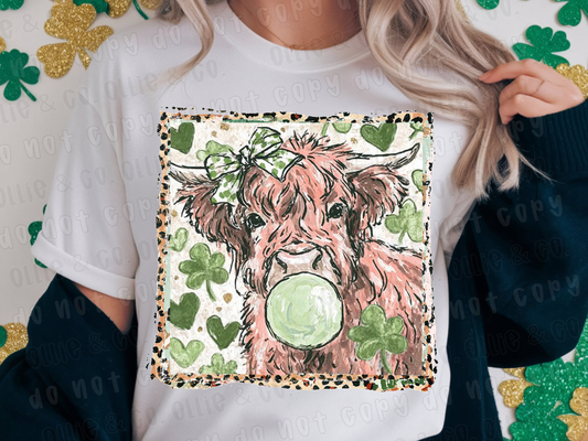 SAINT PATRICK'S DAY HIGHLAND COW - DTF TRANSFER