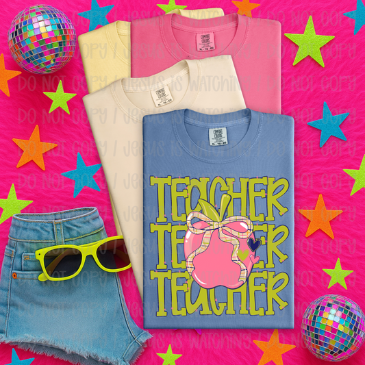 TEACHER STACKED WITH APPLE - DTF TRANSFER