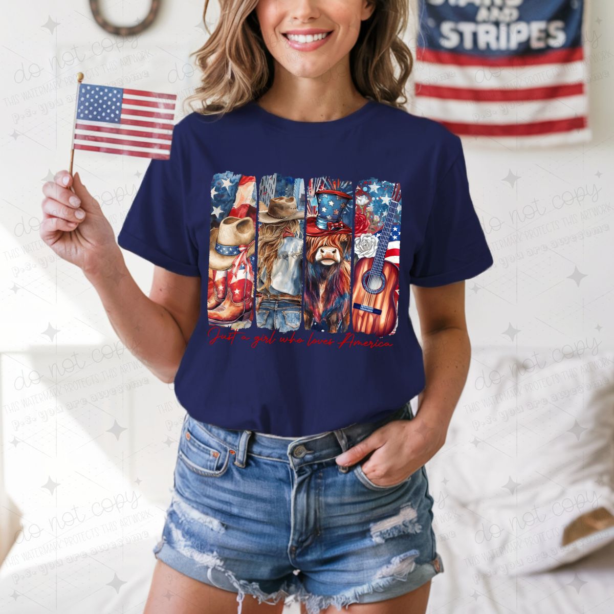 JUST A GIRL WHO LOVES AMERICA - DTF TRANSFER