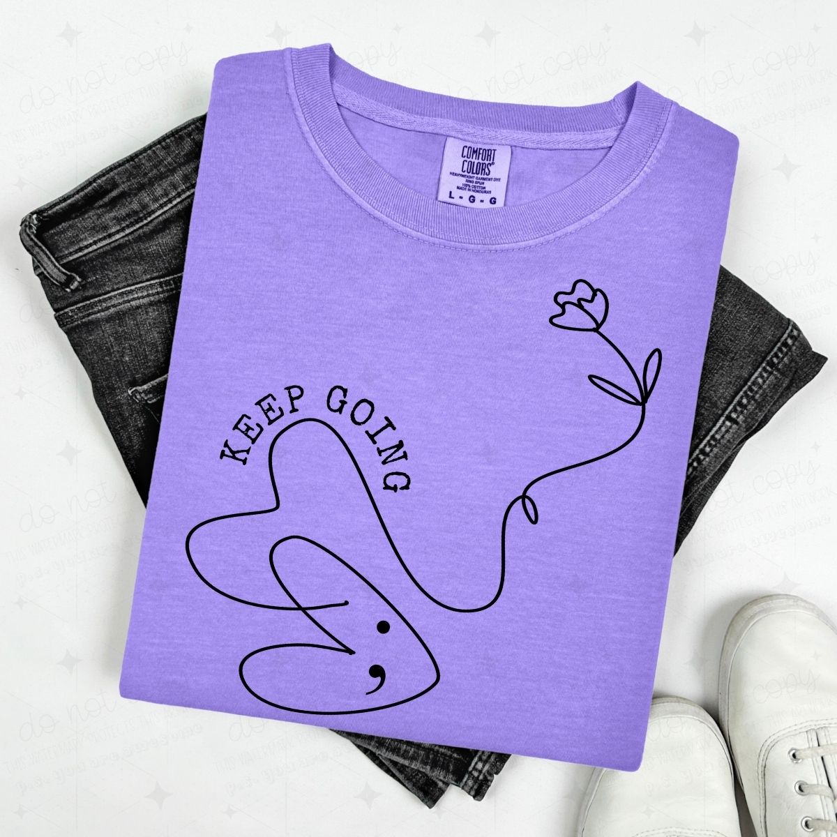 KEEP GOING - HEART AND FLOWER DOODLE - DTF TRANSFER