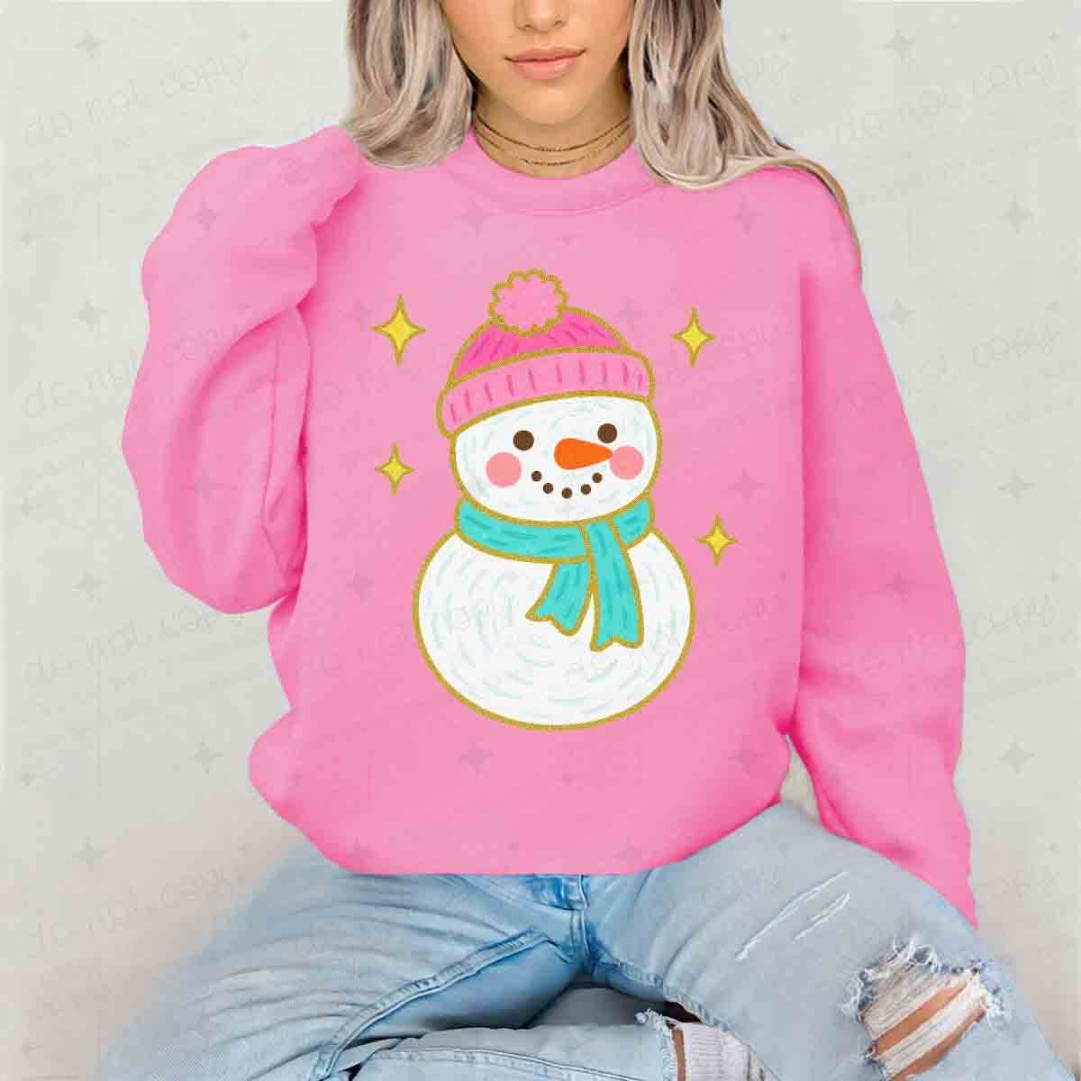 PAINTED SNOWMAN - FAUX GLITTER - DTF TRANSFER