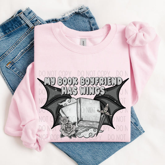 MY BOOK BOYFRIEND HAS WINGS - DTF TRANSFER