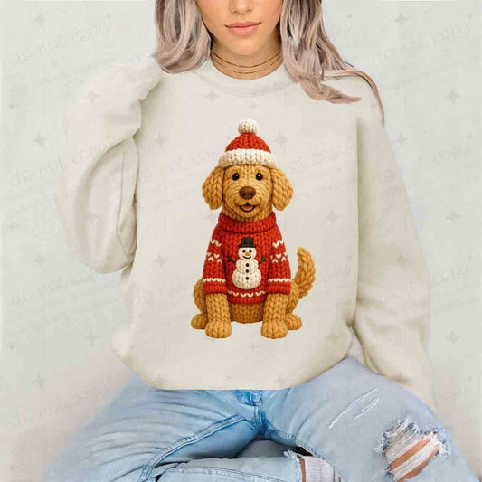 CHRISTMAS LABRADOODLE - FAUX YARN - DTF TRANSFER