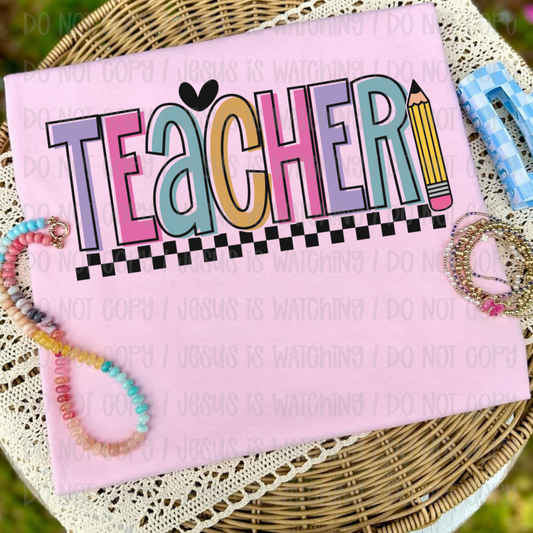 TEACHER PASTEL CHECKER - DTF TRANSFER