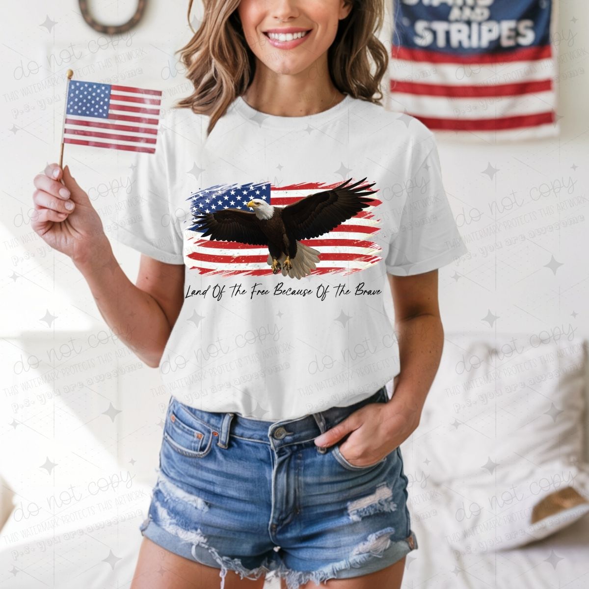 LAND OF THE FREE BECAUSE OF THE BRAVE - DTF TRANSFER