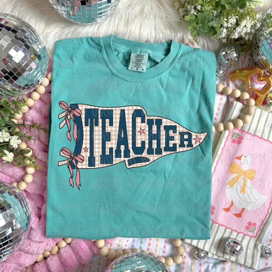 TEACHER PENNANT PINK - DTF TRANSFER