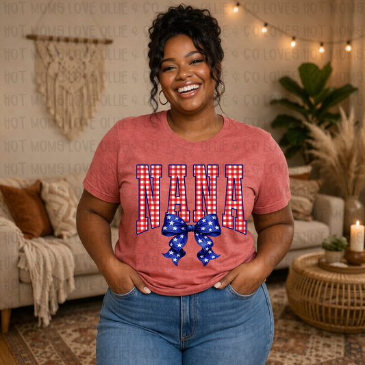RED PLAID NANA BOW - DTF TRANSFER