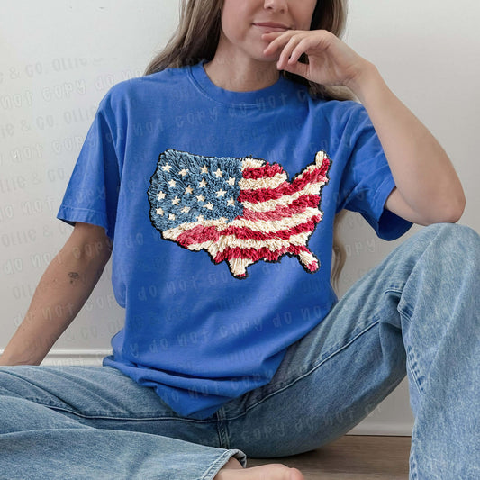 FAUX YARN USA FLAG  - DTF TRANSFER