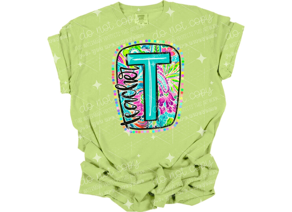 TEACHER T BRIGHT PAISLEY  - DTF TRANSFER