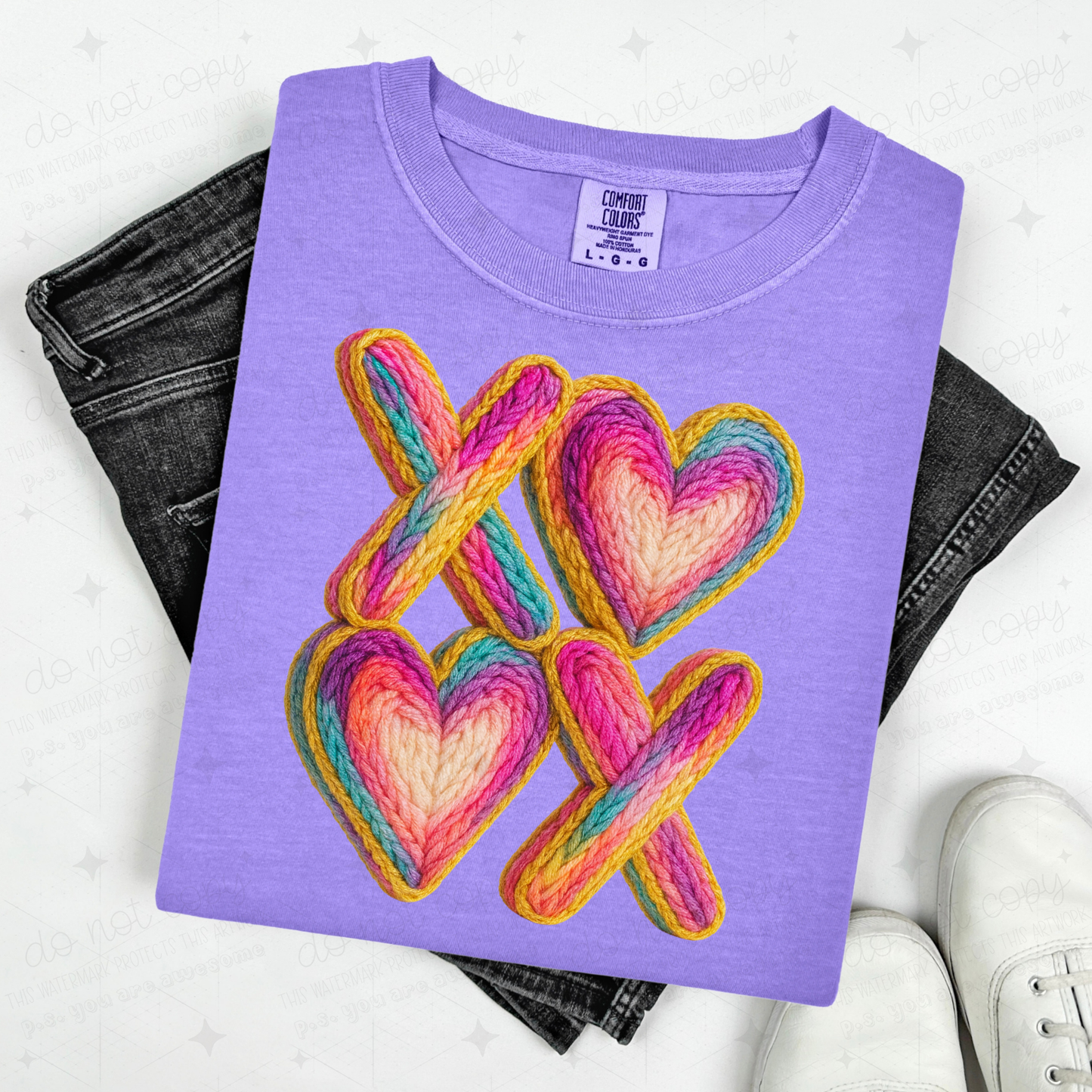 MULTICOLOR XOXO - FAUX YARN - DTF TRANSFER