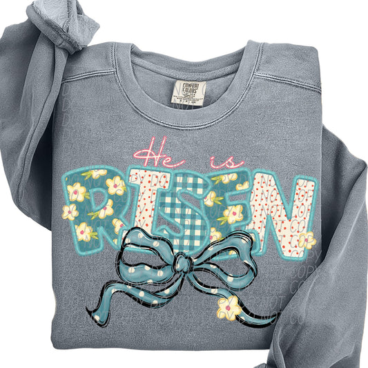 HE IS RISEN - FAUX EMBROIDERY - DTF TRANSFER