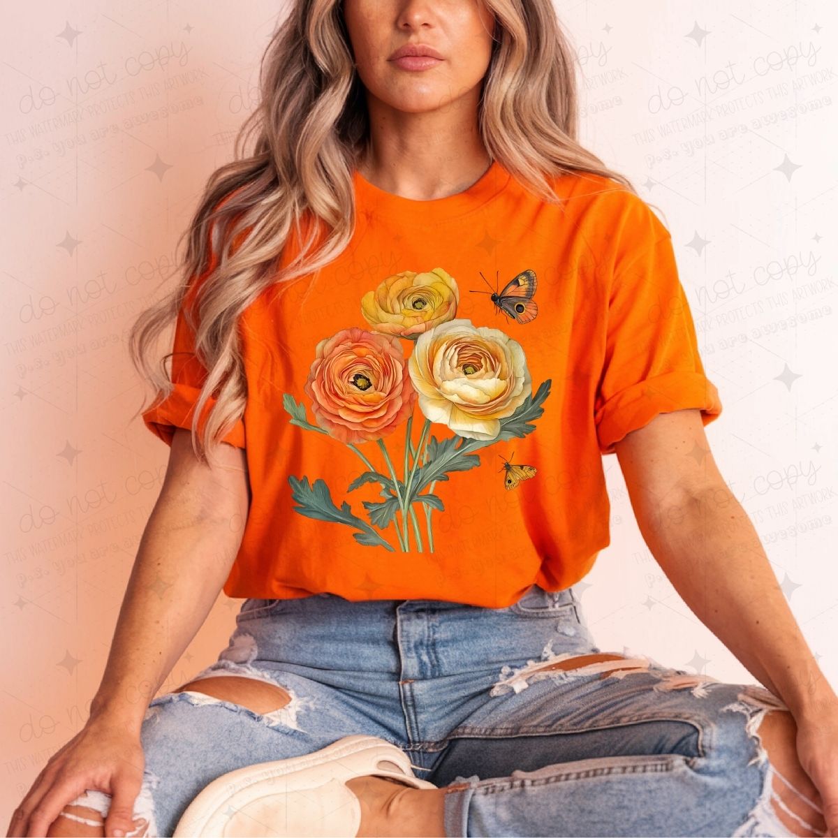 FLOWERS & BUTTERFLIES - DTF TRANSFER