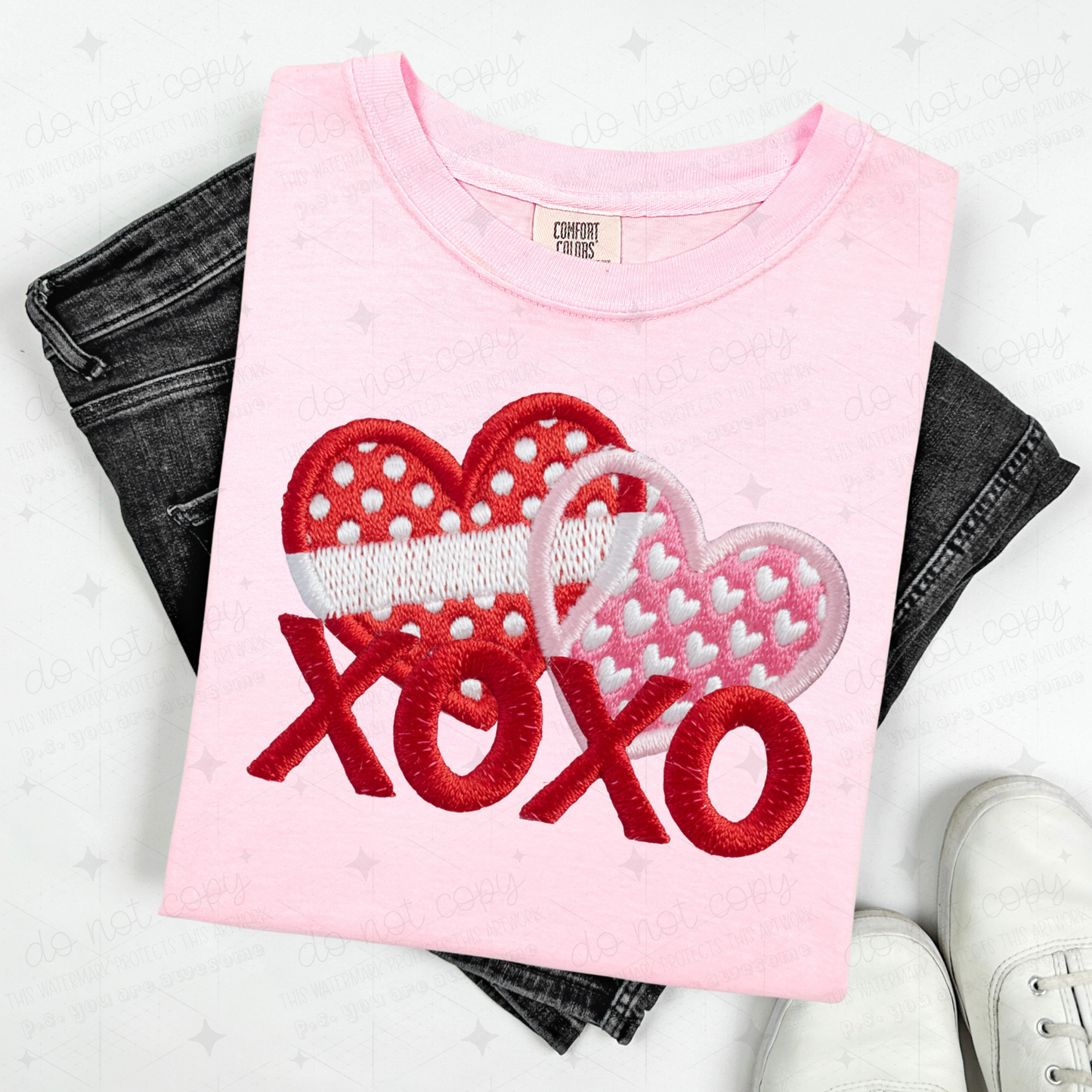 MULTI HEART XOXO - FAUX YARN - DTF TRANSFER