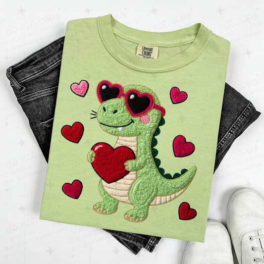 COOL VALENTINES DINO - FAUX YARN - DTF TRANSFER