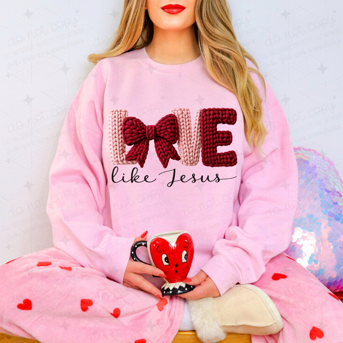 COQUETTE LOVE LIKE JESUS - FAUX YARN - DTF TRANSFER