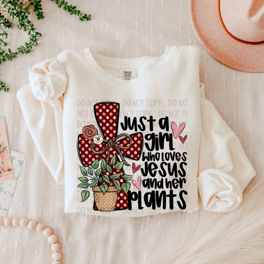JUST A GIRL WHO LOVES JESUS AND HER PLANTS - DTF TRANSFER