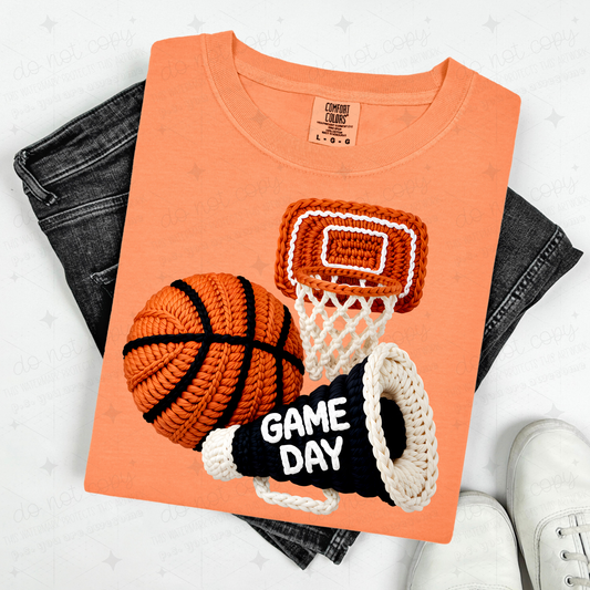 BASKETBALL GAME DAY WITH MEGAPHONE - FAUX YARN - DTF TRANSFER