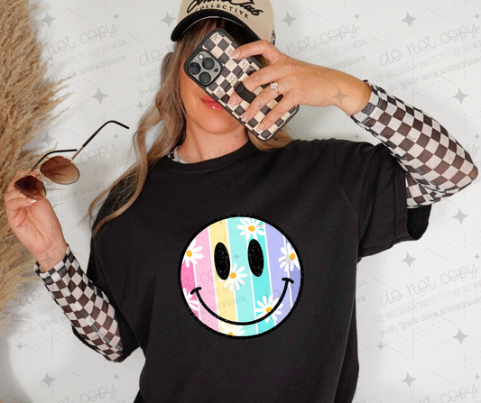 RAINBOW DAISY SMILEY - DTF TRANSFER