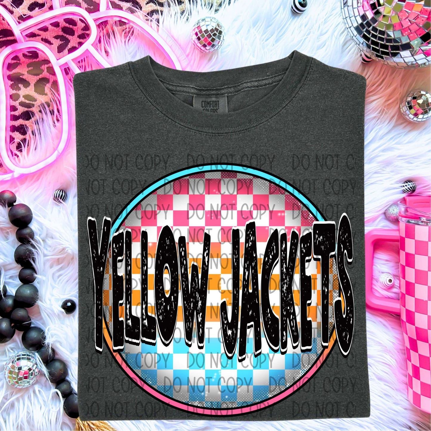 NEON CHECKERED MASCOTS - DTF TRANSFER