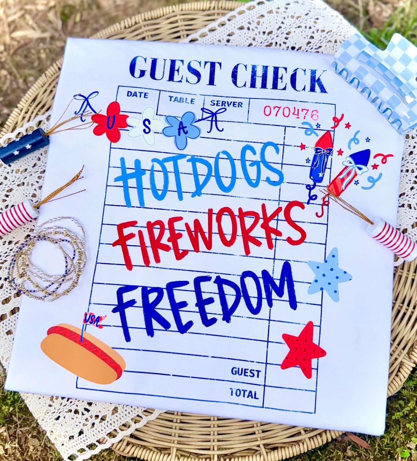 HOTDOGS FIREWORKS FREEDOM GUEST CHECK FIREWORKS - DTF TRANSFER