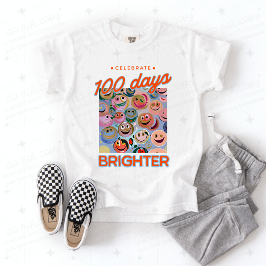 CELEBRATE 100 DAYS BRIGHTER - SMILEY FACES - DTF TRANSFER