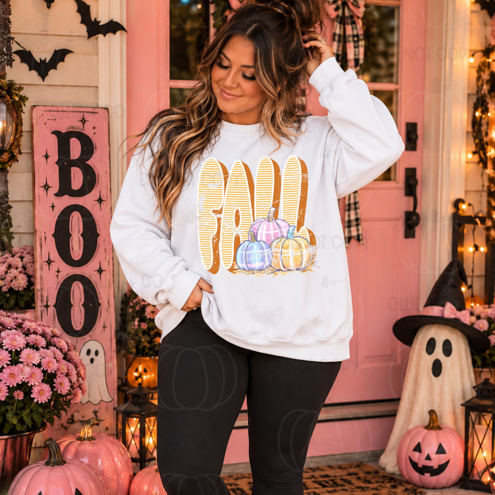 FALL STRIPED WITH PUMPKINS - DTF TRANSFER