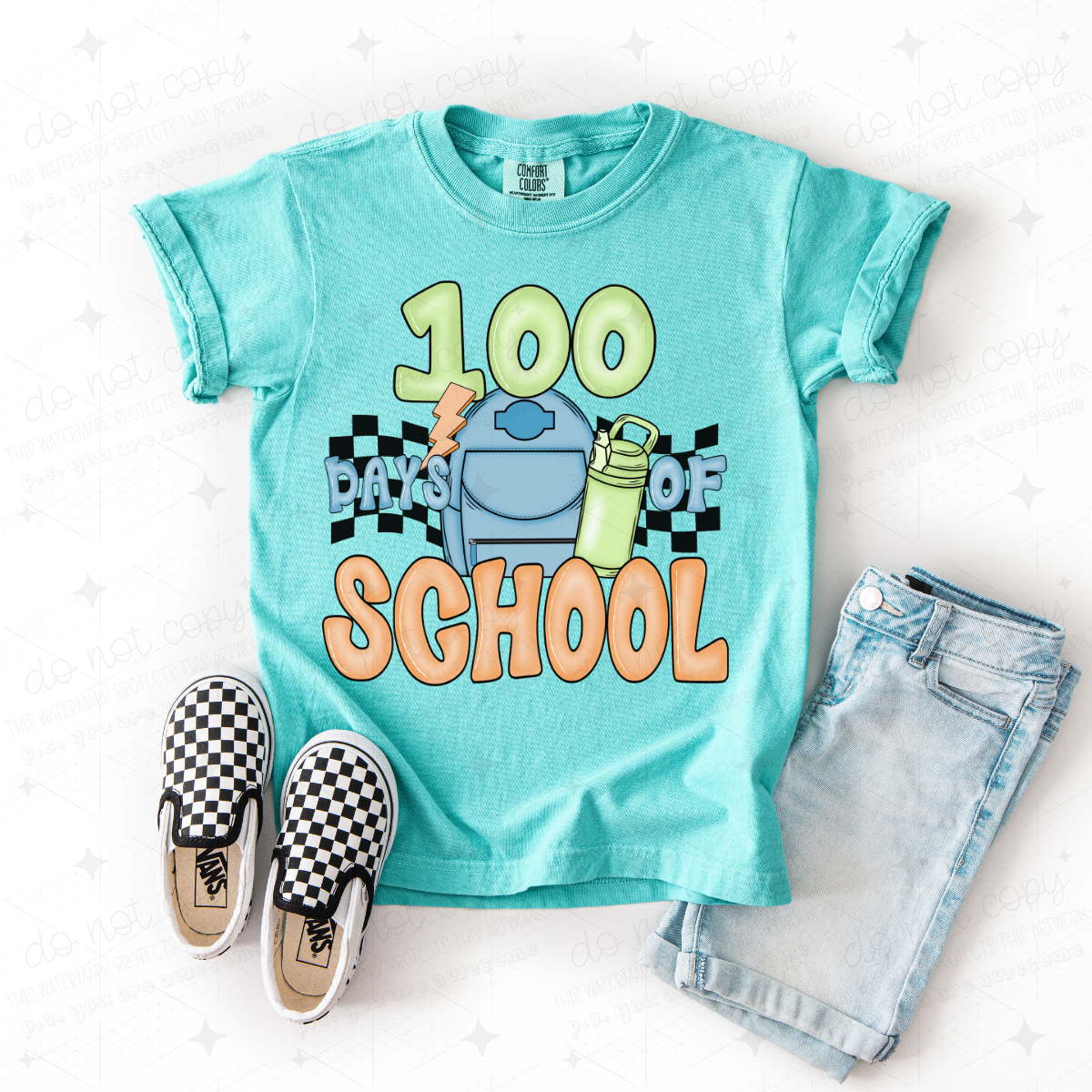 100 DAYS OF SCHOOL - ORANGE AND GREEN - DTF TRANSFER