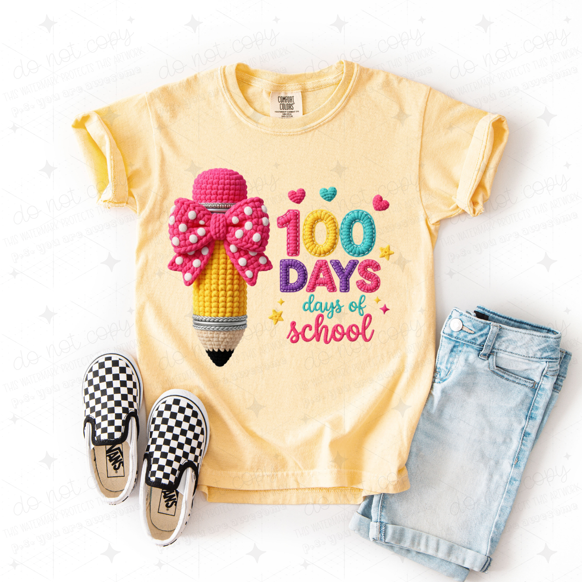 COQUETTE 100 DAYS OF SCHOOL - FAUX YARN - DTF TRANSFER