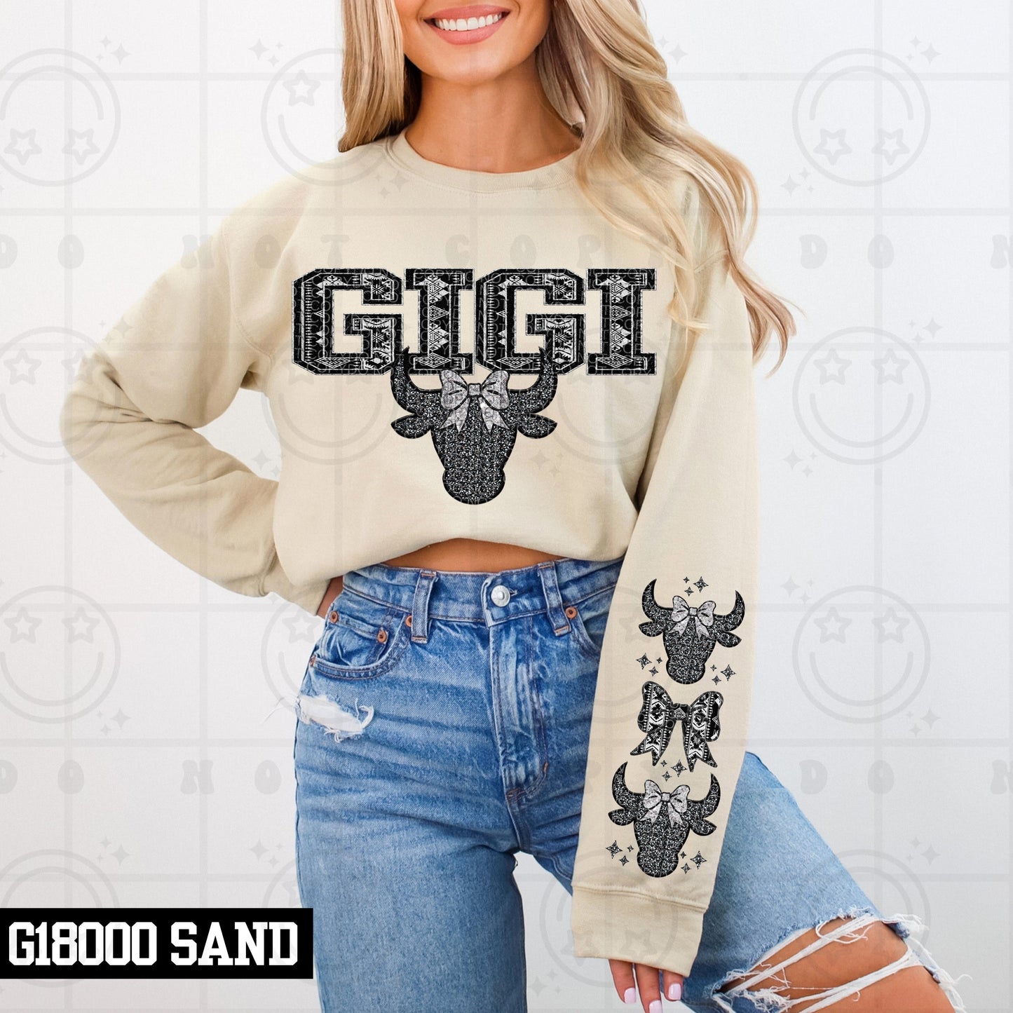 AZTEC NAMES - FAUX EMBROIDERY - FRONT+SLEEVE - DTF TRANSFER