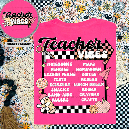 Teacher Vibes - FRONT+BACK - DTF TRANSFER