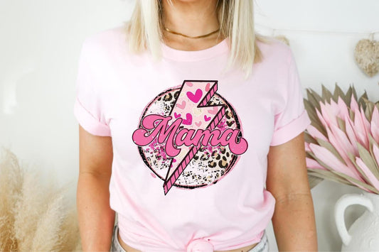 MAMA LEOPARD & HEART BOLT  - DTF TRANSFER