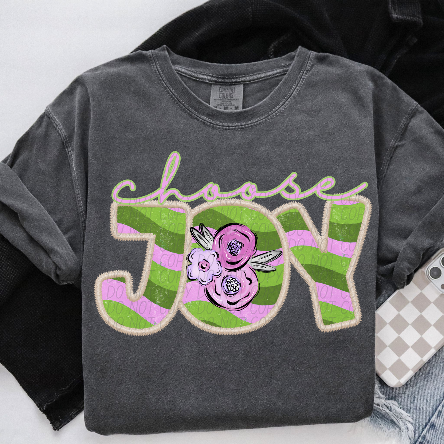 CHOOSE JOY - FAUX EMBROIDERY - DTF TRANSFER