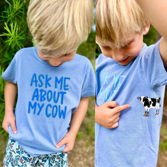 ASK ME ABOUT MY COW BOY - FRONT+BACK - DTF TRANSFER