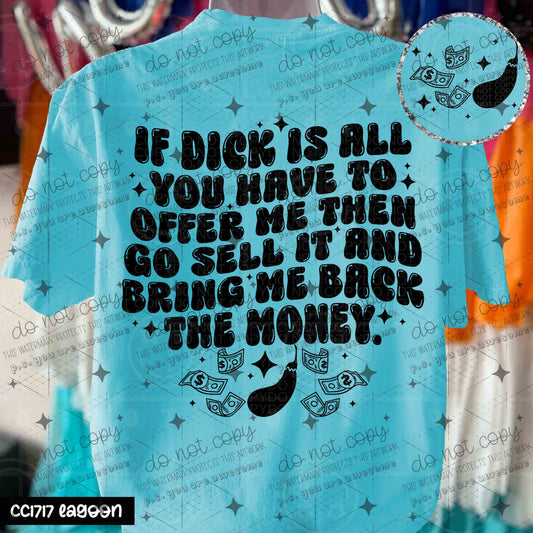 IF DICK IS ALL YOU HAVE TO OFFER ME THAN - FRONT+BACK - DTF TRANSFER